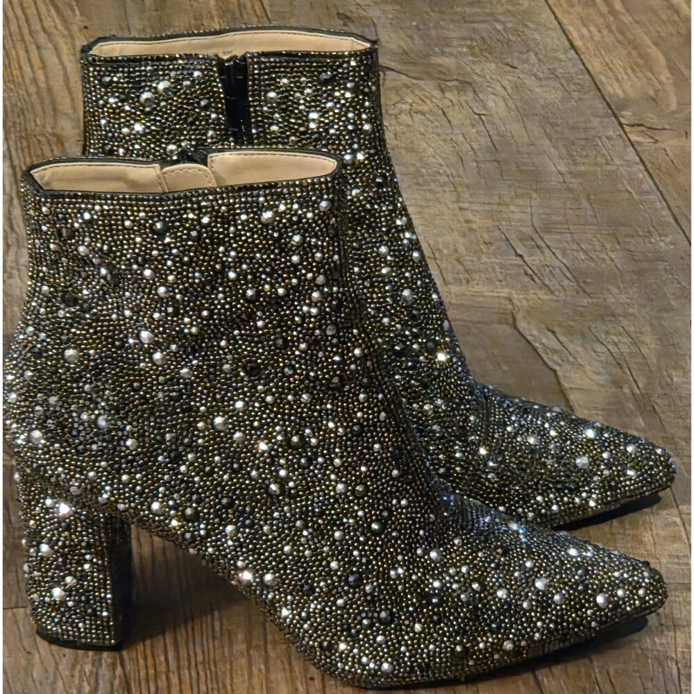 Betsey Johnson Cady Crystal Pavé Booties block heel booties - Size 8 - Picture 10 of 16